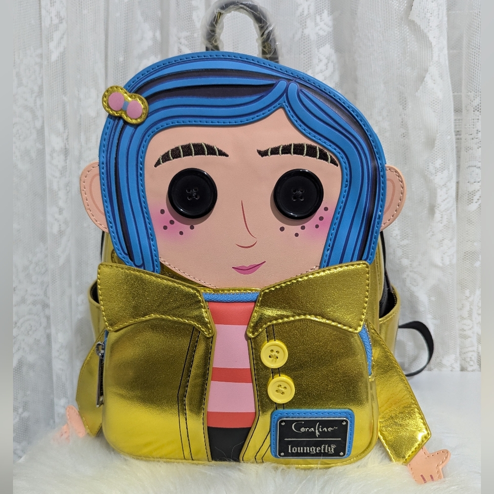 LOUNGEFLY Coralline Doll Iridescent Figural Mini Backpack NWT